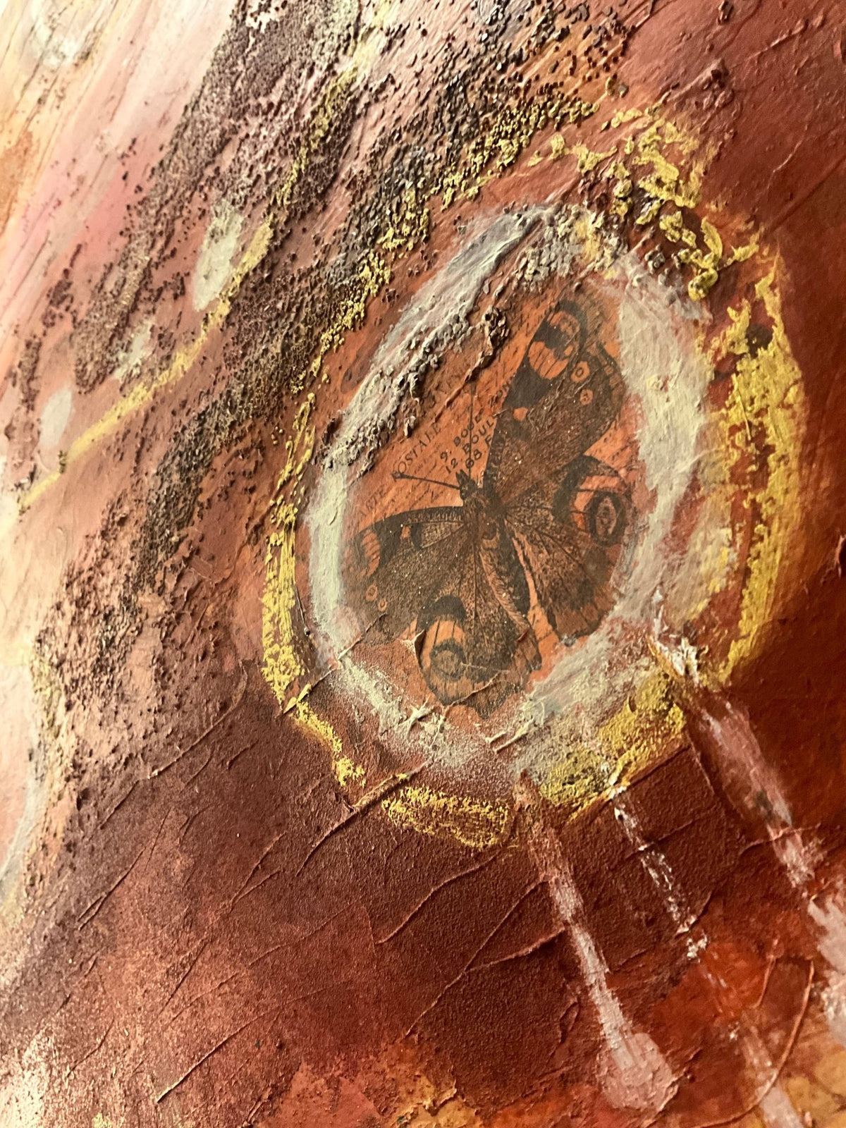 22x30” warm abstract mixed media and oil on paper. - Rebecca Papillon