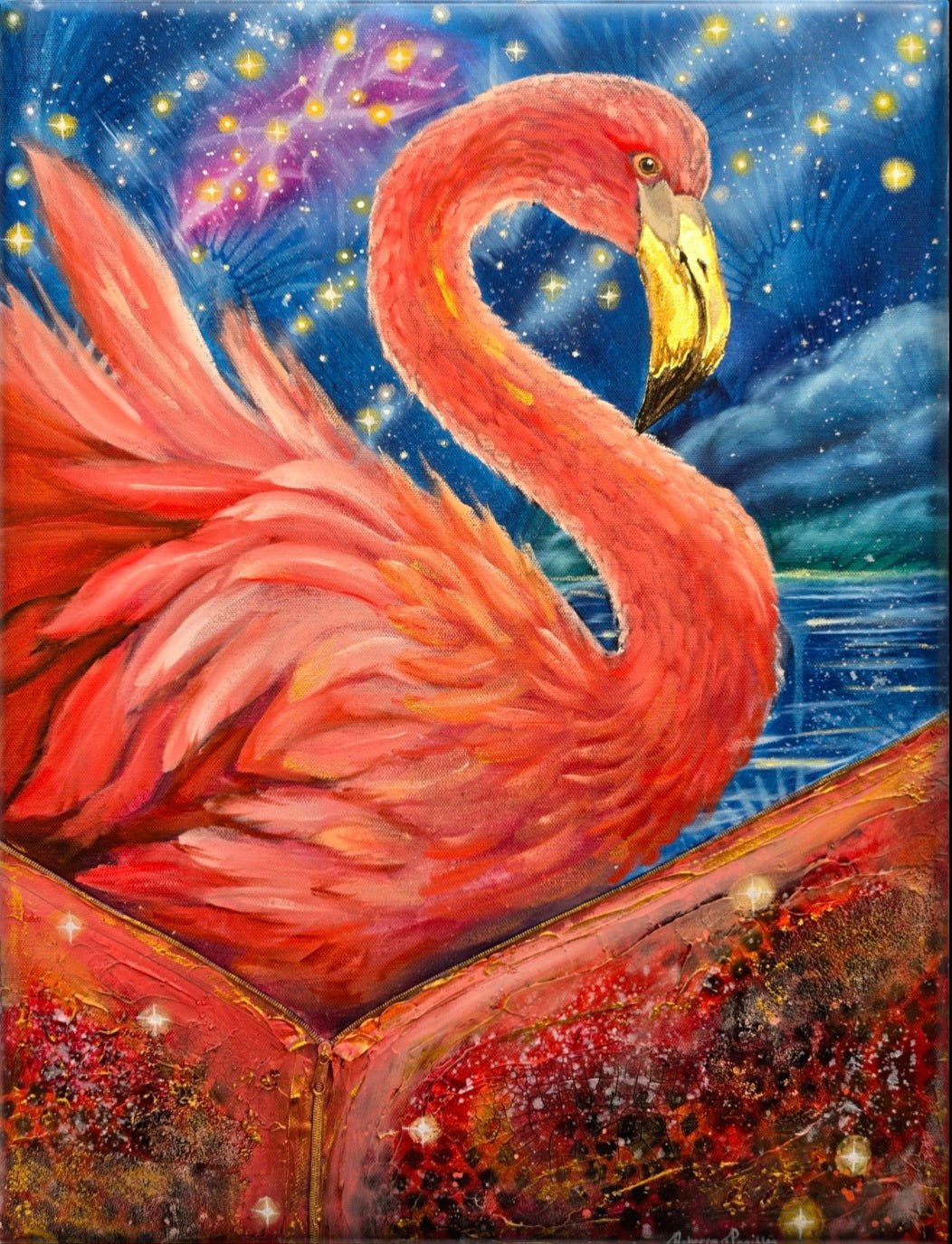 Animarii Unzipped No.13: The Flamingo — The One Who Made Beauty From Poison · Fine Art Print - Rebecca Papillon