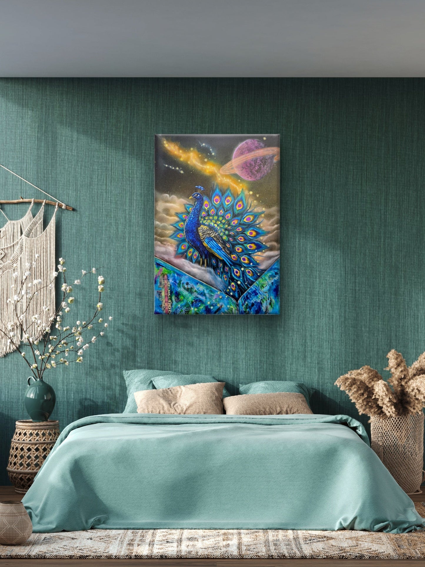 Animarii Unzipped No.15: The Peacock — The One Who Dares to Be Seen · Original Oil Painting - Rebecca Papillon