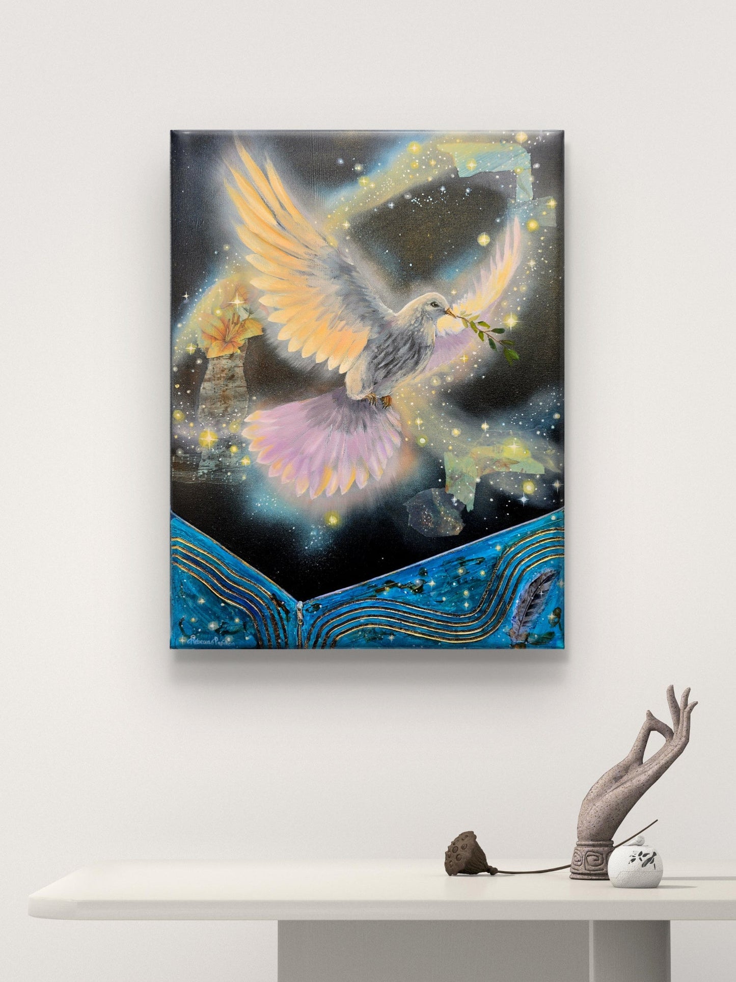 Animarii Unzipped No.16: The Dove — The One Who Found Peace · Original Oil Painting - Rebecca Papillon