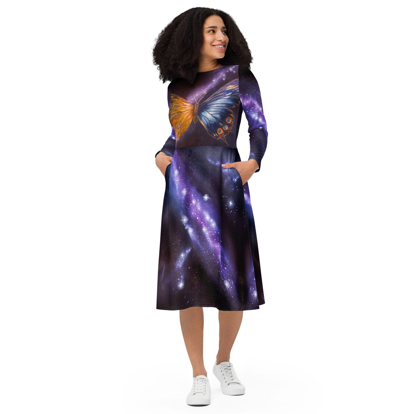 Midi dress with Pockets - Animarii Butterfly - Rebecca Papillon