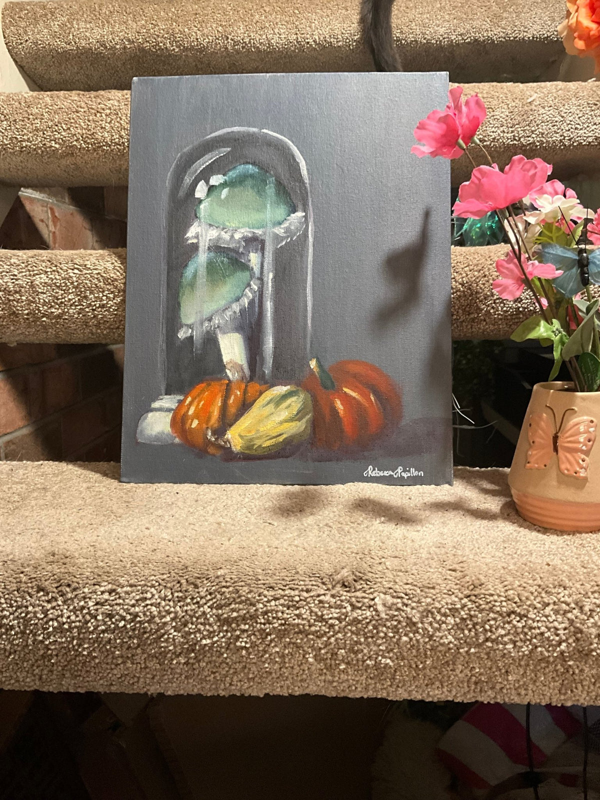 14x11” pumpkin still live oil on canvas board - Rebecca Papillon