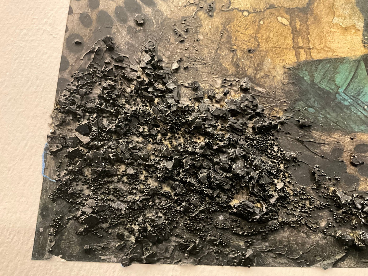 22x30” abstract under the sea mixed media and oil on paper. - Rebecca Papillon