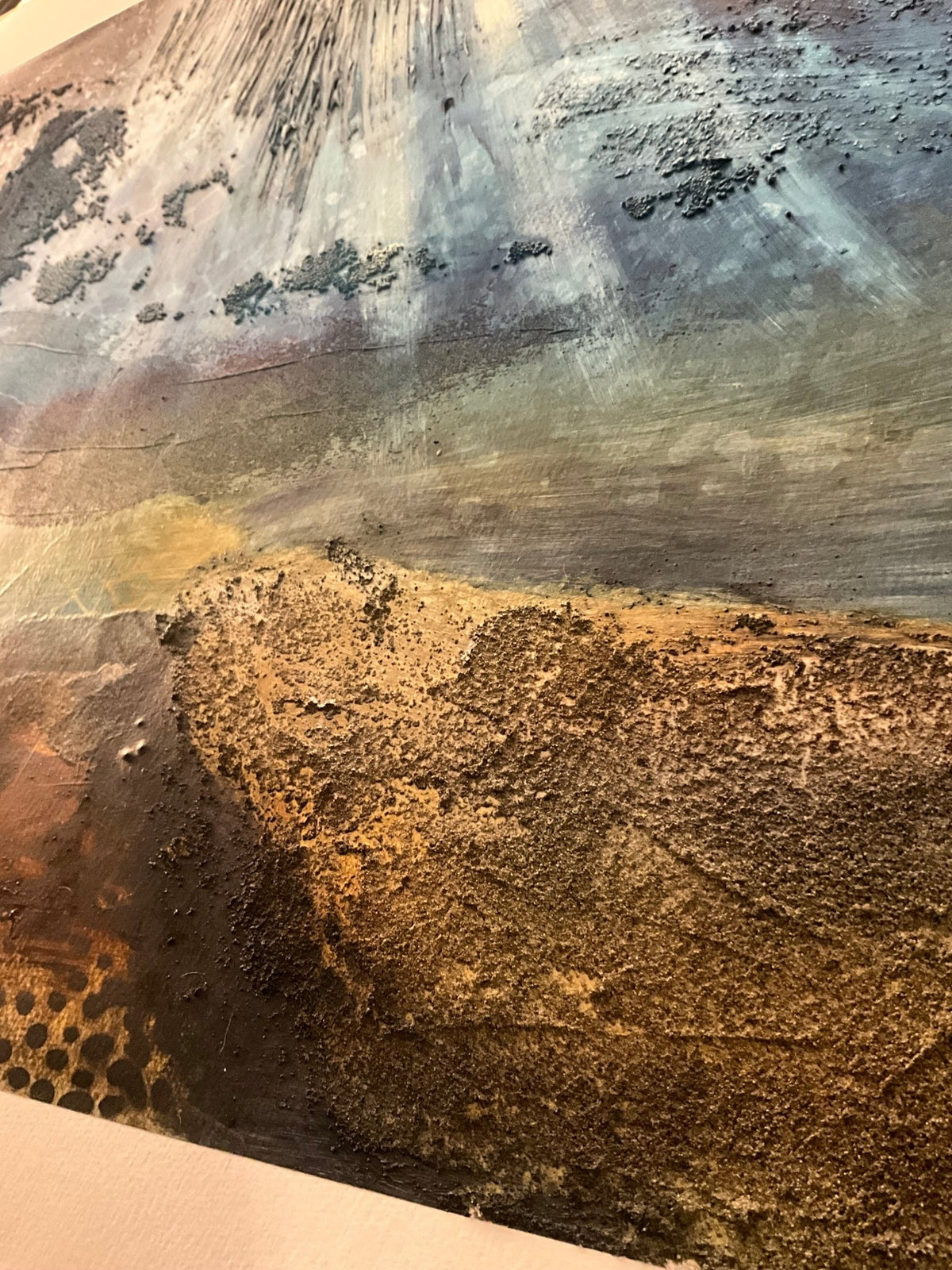 22x30” abstract under the sea mixed media and oil on paper. - Rebecca Papillon