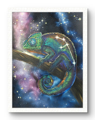 Animarii No.7: Chameleon — The Master of the Present Moment · Original Oil Painting