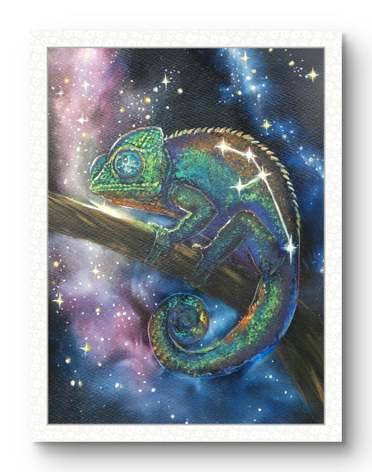 Animarii No.7: Chameleon — The Master of the Present Moment · Original Oil Painting - Rebecca Papillon