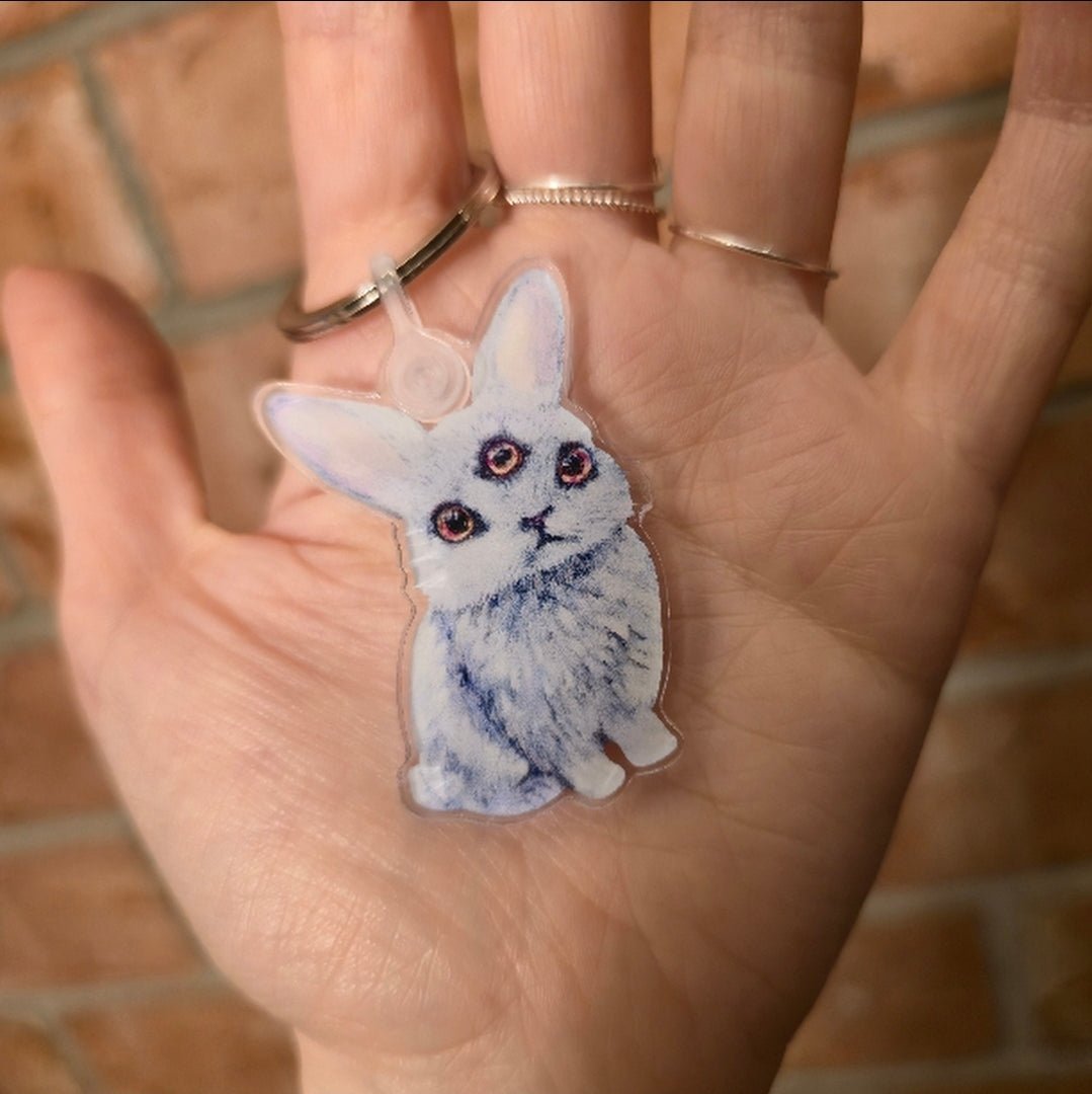 Animarii: Rabbit — The Watcher Between Thresholds · Acrylic Keychain - Rebecca Papillon
