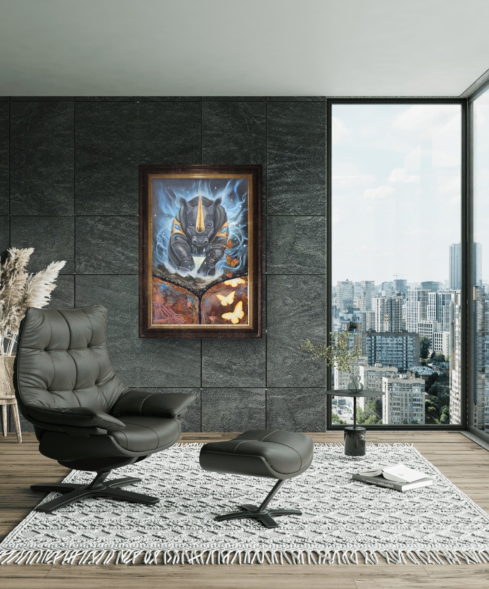 Animarii Unzipped No.1: The Rhino — The One Who Moves Mountains · Original Oil Painting - Rebecca Papillon