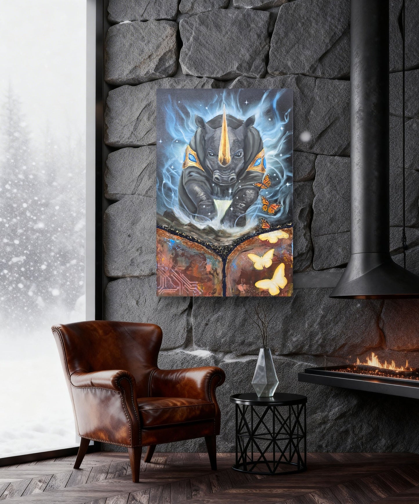 Animarii Unzipped No.1: The Rhino — The One Who Moves Mountains · Original Oil Painting - Rebecca Papillon
