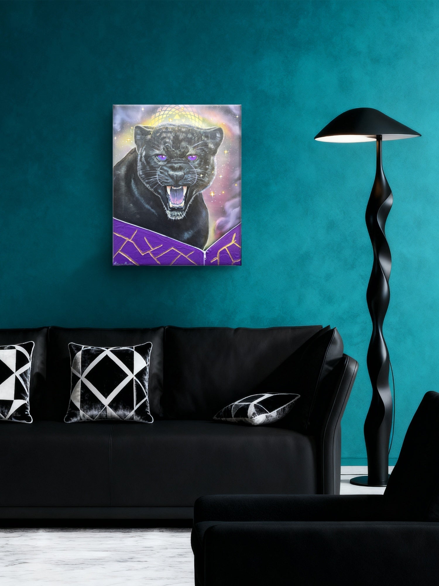 Animarii Unzipped No.10: The Panther — The One Who Was Built for the Dark · Original Oil Painting - Rebecca Papillon