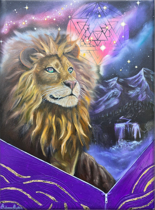 Animarii Unzipped No.11: The Lion — The One Who Never Forgot Who He Was · Original Oil Painting - Rebecca Papillon