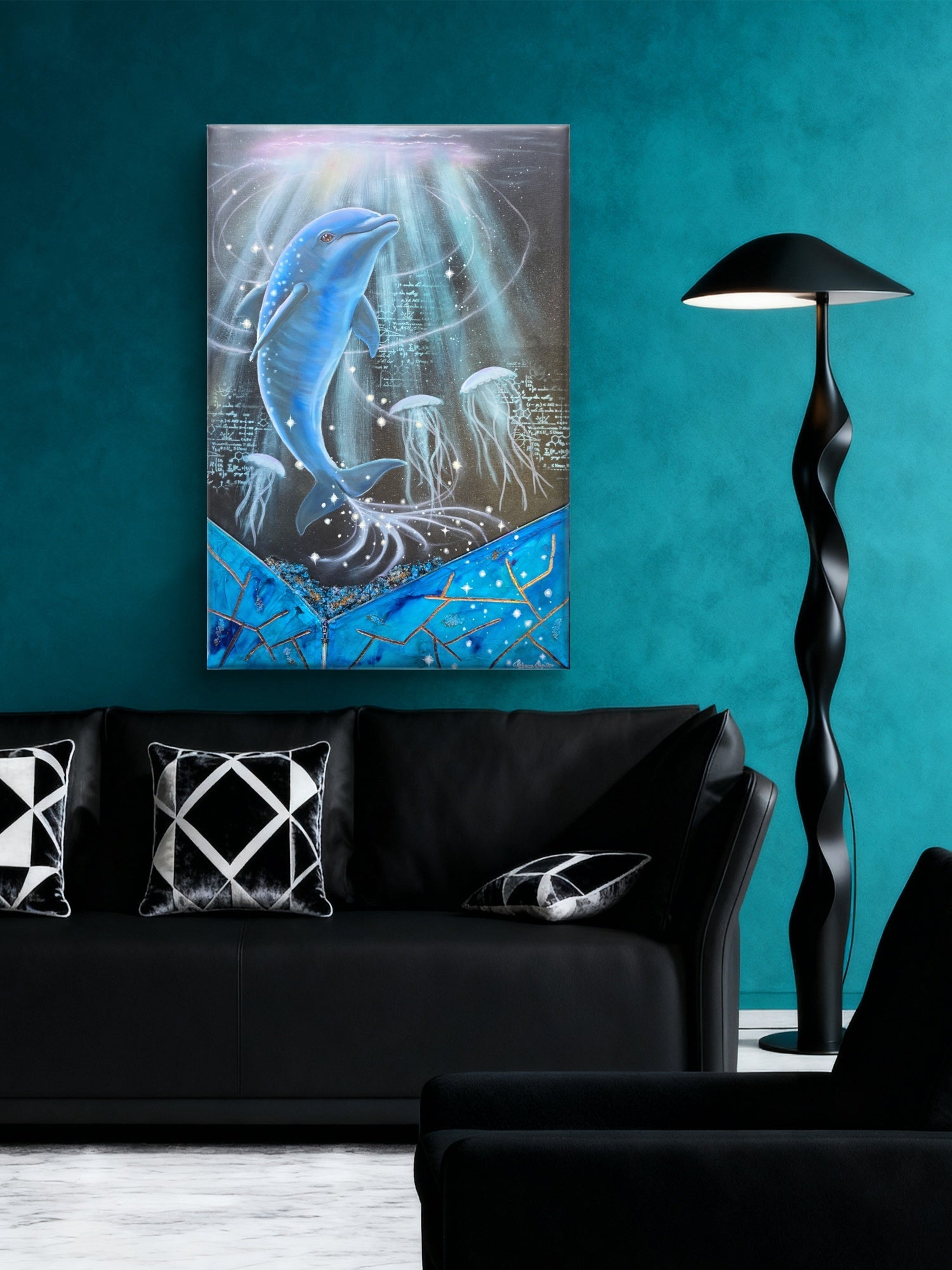 Animarii Unzipped No.12: The Dolphin — The One Who Chose Joy on Purpose · Original Oil Painting - Rebecca Papillon