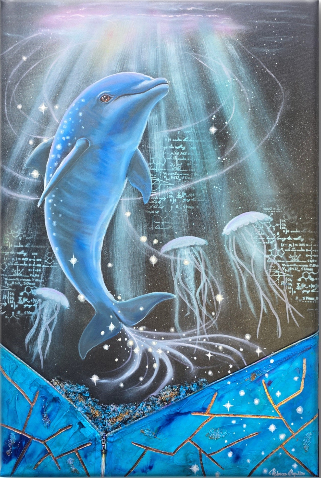 Animarii Unzipped No.12: The Dolphin — The One Who Chose Joy on Purpose · Original Oil Painting - Rebecca Papillon
