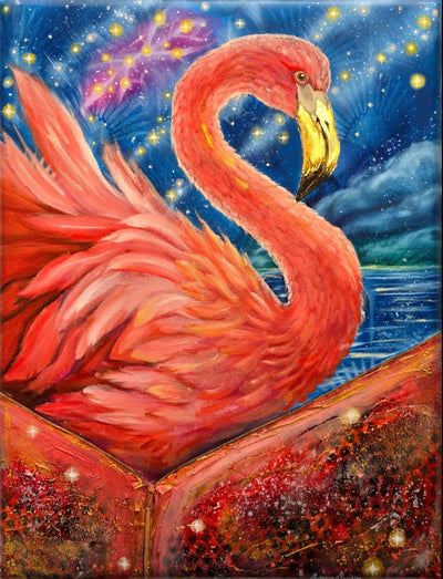 Animarii Unzipped No.13: The Flamingo — The One Who Made Beauty From Poison · Original Oil Painting
