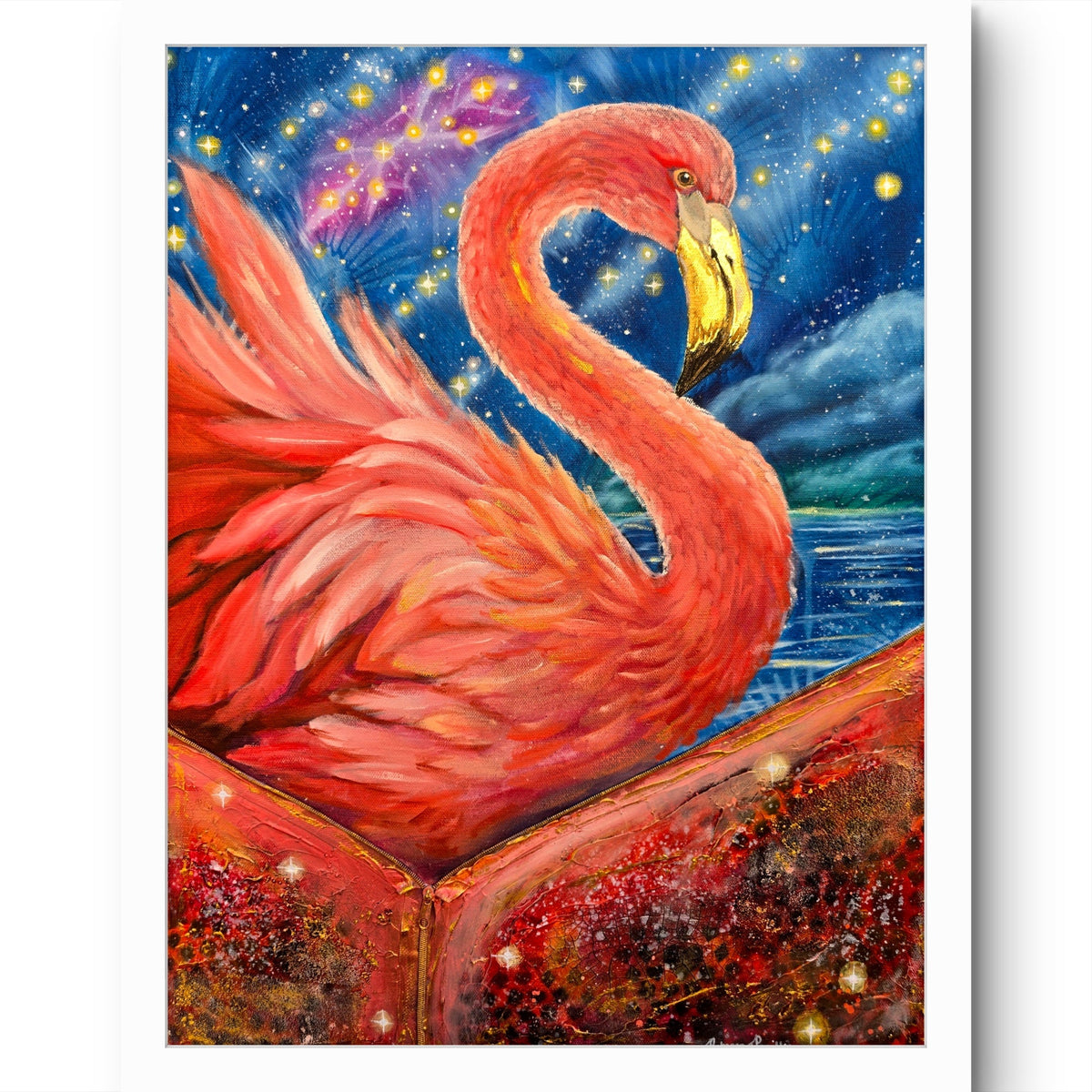 Animarii Unzipped No.13: The Flamingo — The One Who Made Beauty From Poison · Fine Art Print - Rebecca Papillon
