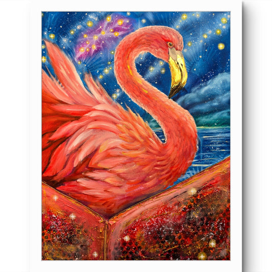 Animarii Unzipped No.13: The Flamingo — The One Who Made Beauty From Poison · Fine Art Print - Rebecca Papillon