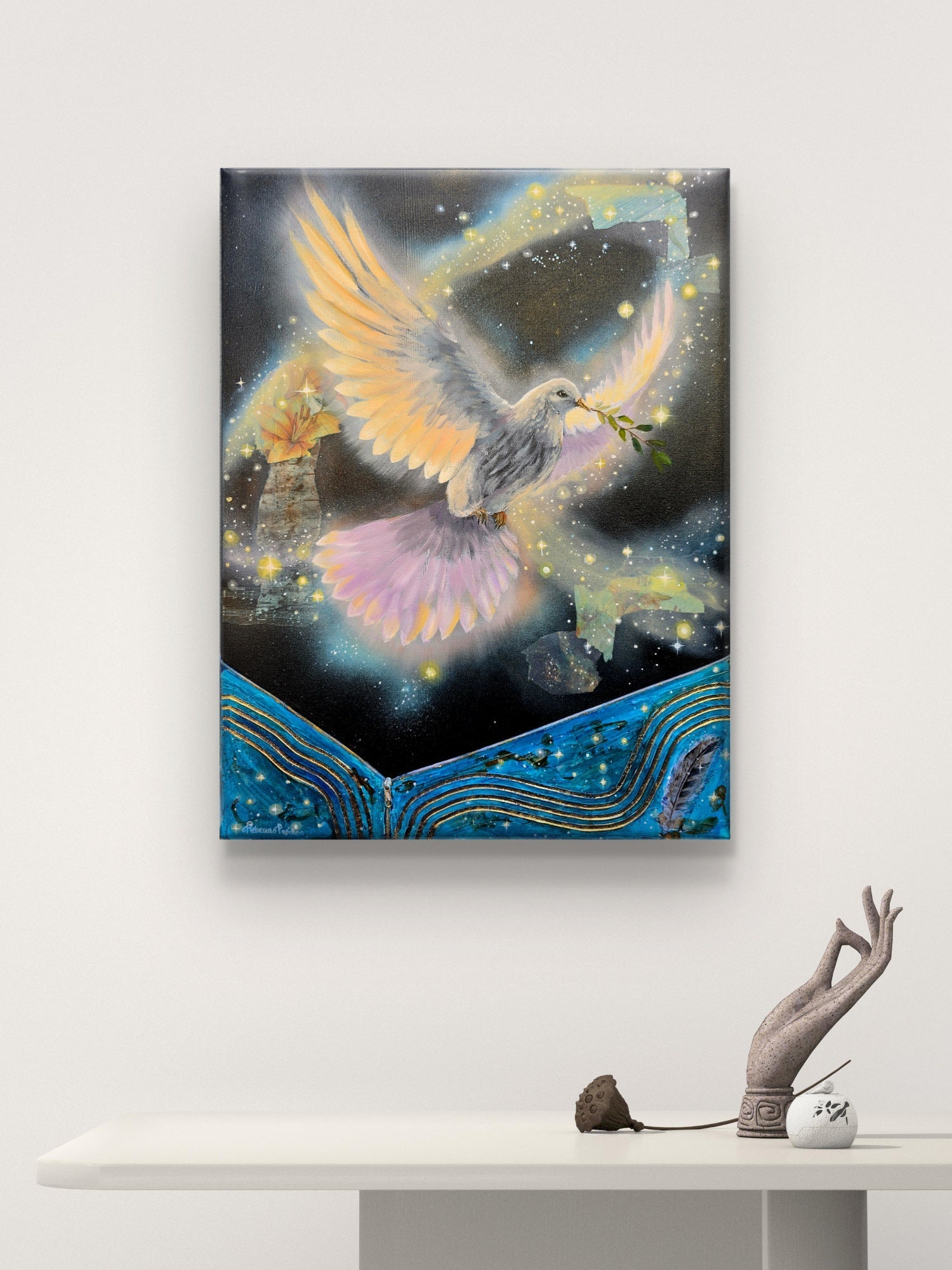 Animarii Unzipped No.16: The Dove — The One Who Found Peace · Original Oil Painting - Rebecca Papillon