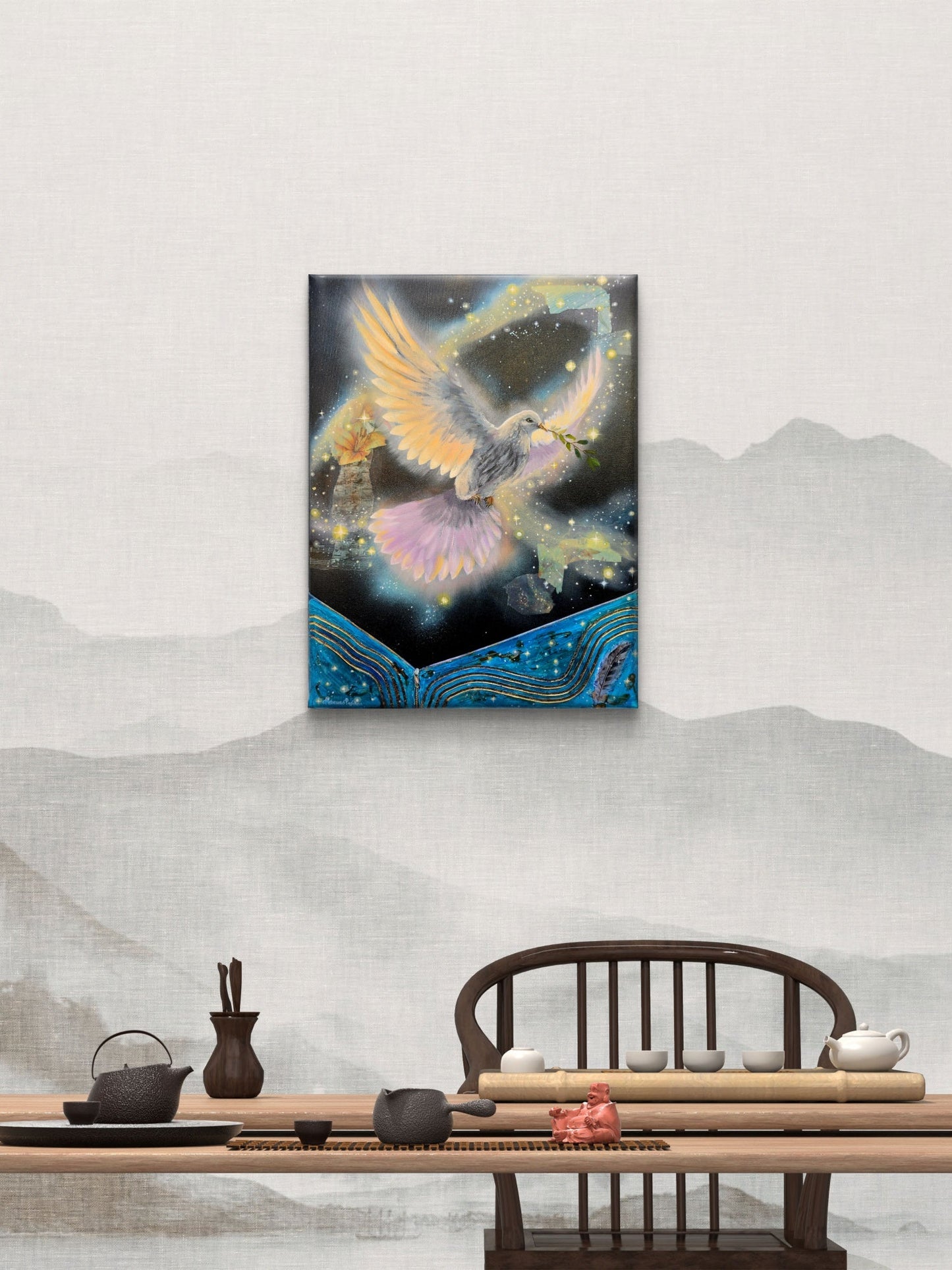 Animarii Unzipped No.16: The Dove — The One Who Found Peace · Original Oil Painting - Rebecca Papillon