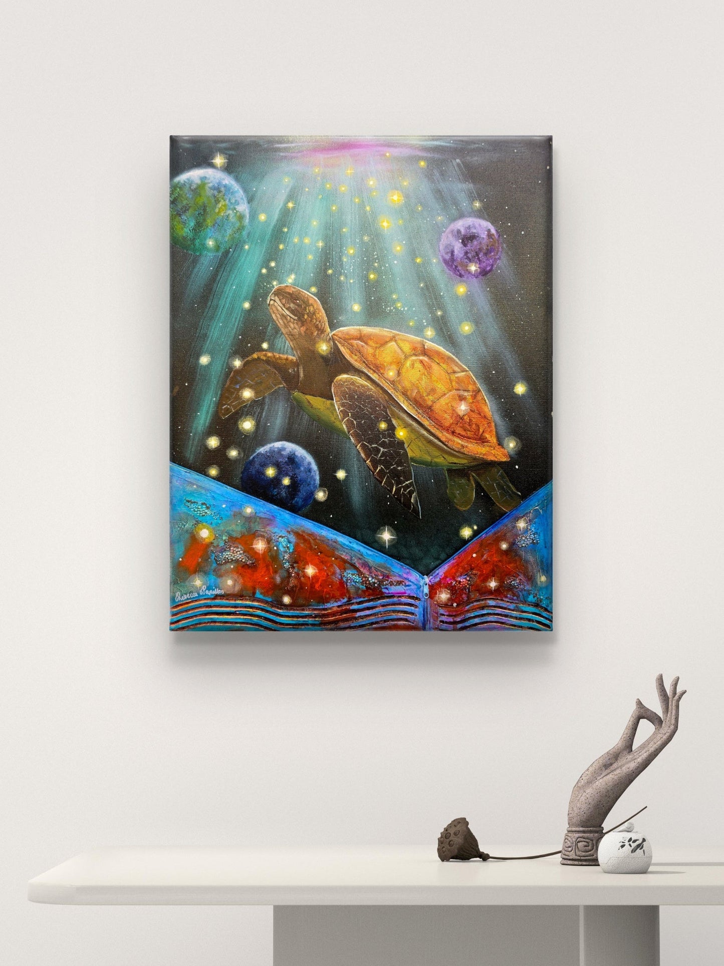 Animarii Unzipped No.17: The Turtle — The One Who Always Finds Home · Original Oil Painting - Rebecca Papillon