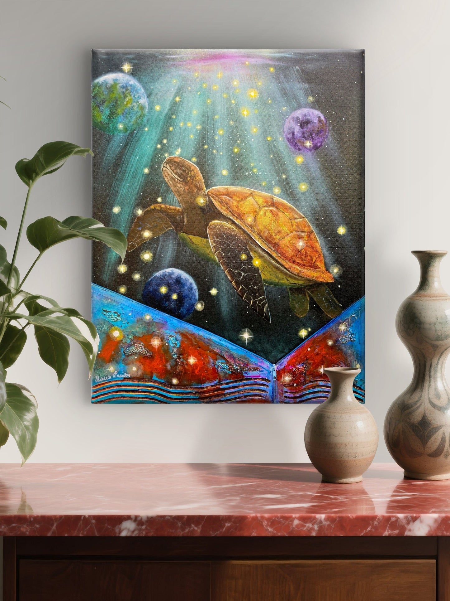 Animarii Unzipped No.17: The Turtle — The One Who Always Finds Home · Original Oil Painting - Rebecca Papillon