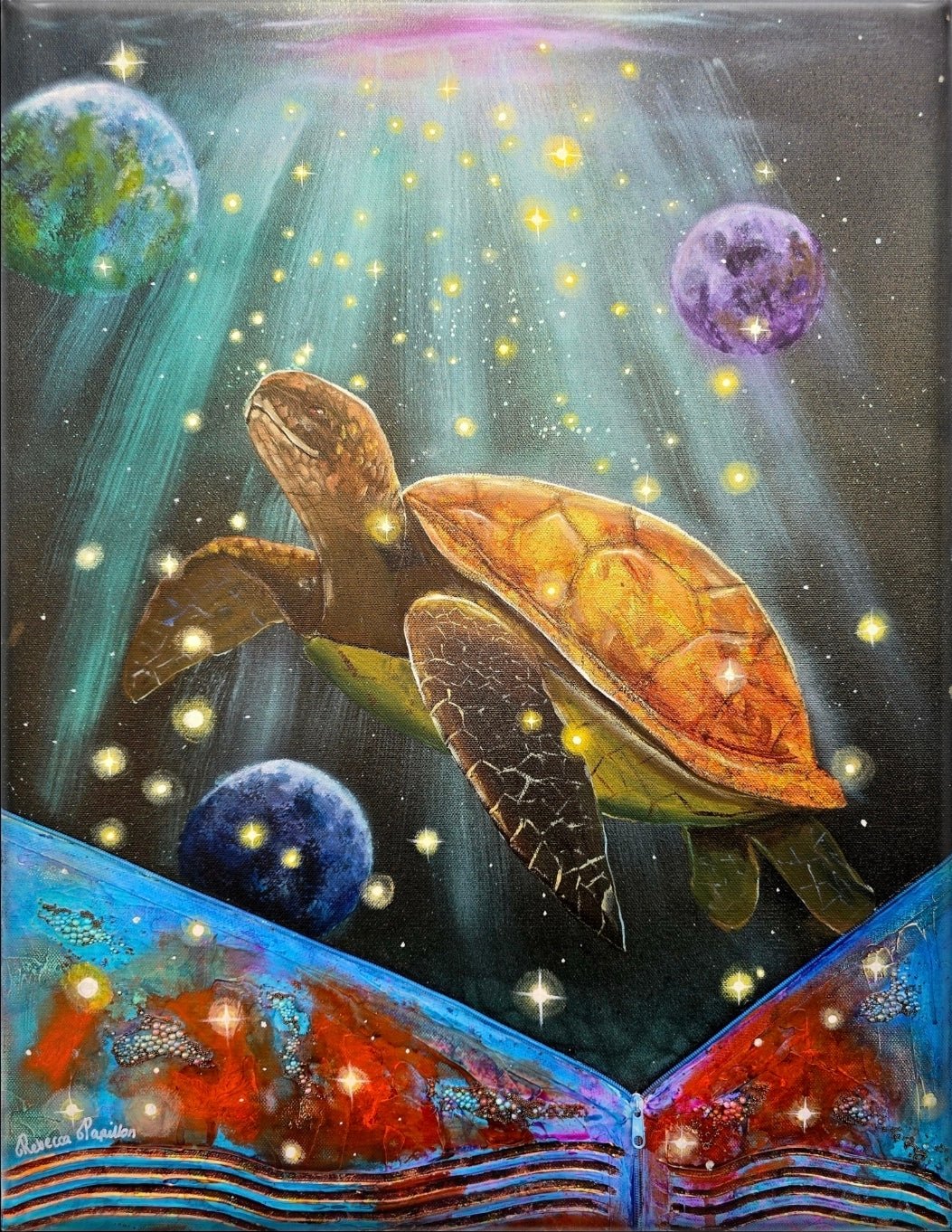 Animarii Unzipped No.17: The Turtle — The One Who Always Finds Home · Original Oil Painting - Rebecca Papillon