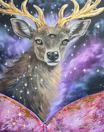 Animarii Unzipped No.4 The Stag — The One Who Sees in All Directions · Original Oil Painting