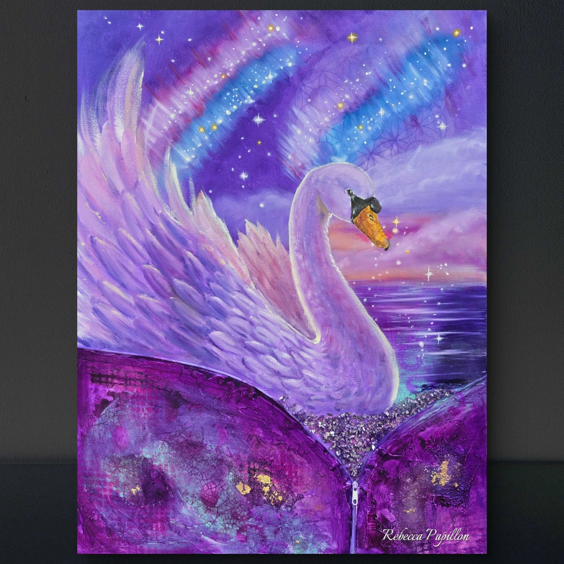 Animarii Unzipped No.5: The Swan — The One Who Transforms in Plain Sight · Original Oil Painting - Rebecca Papillon
