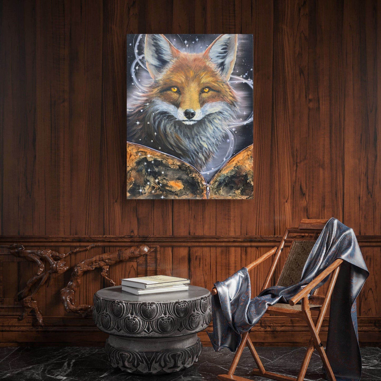 Animarii Unzipped No.6: The Fox — The One Who Knows More Than They Say · Original Oil Painting - Rebecca Papillon