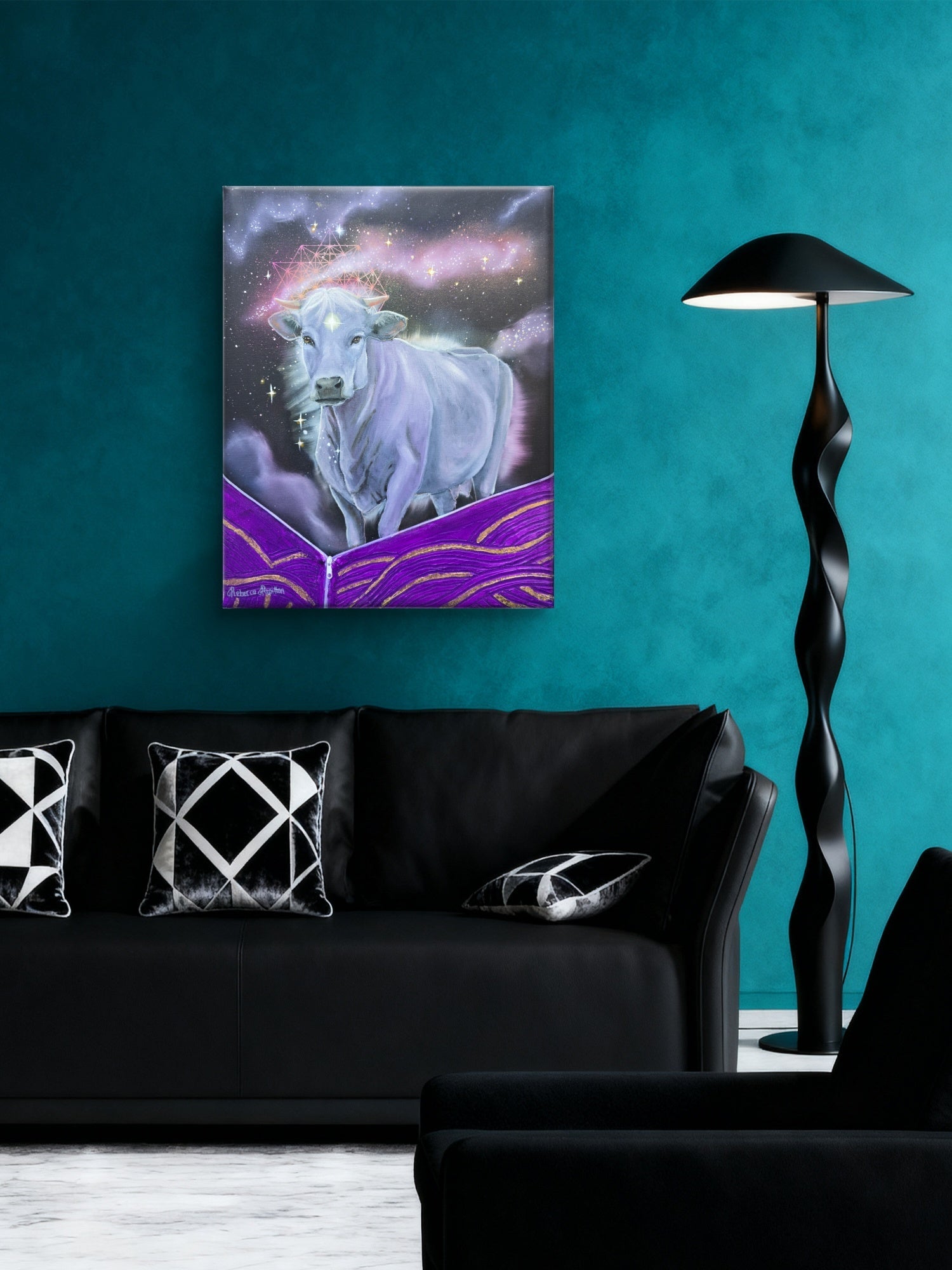 Animarii Unzipped No.9: The Cow — The One Who Gives Without Counting · Original Oil Painting - Rebecca Papillon