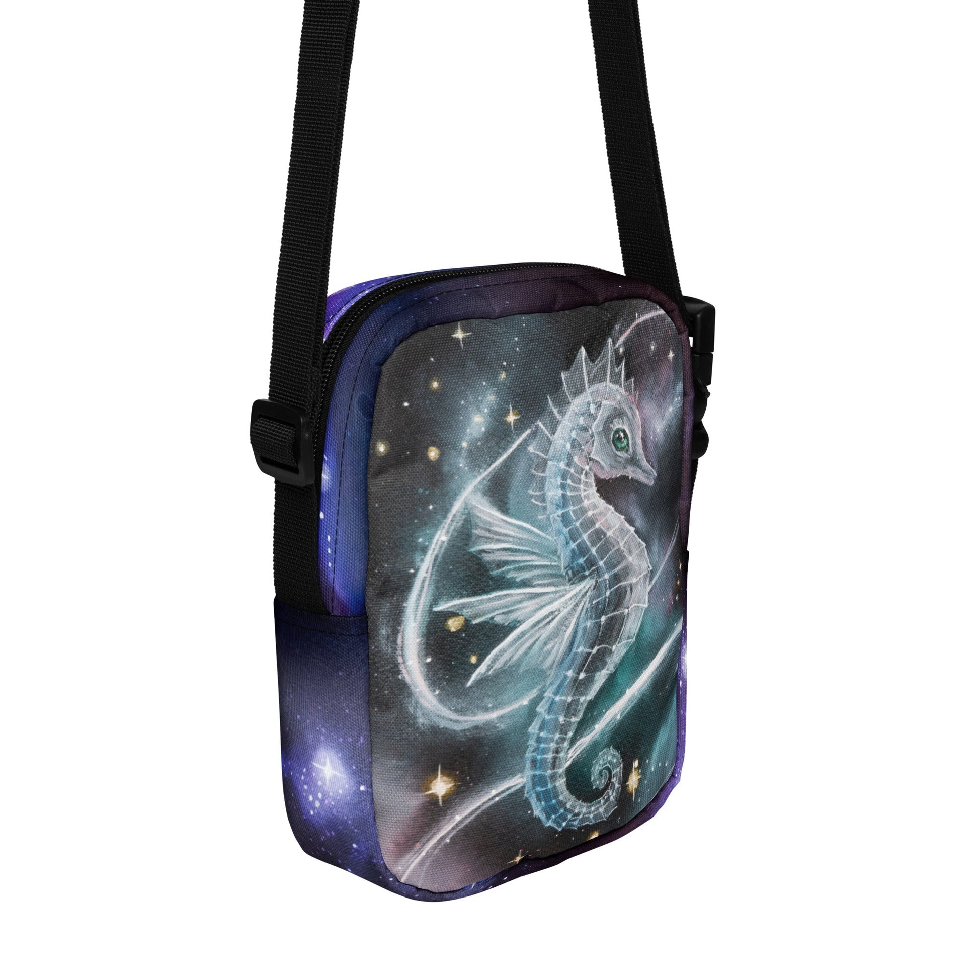 Double Sided Utility crossbody bag - Hummingbird and Seahorse - Rebecca Papillon