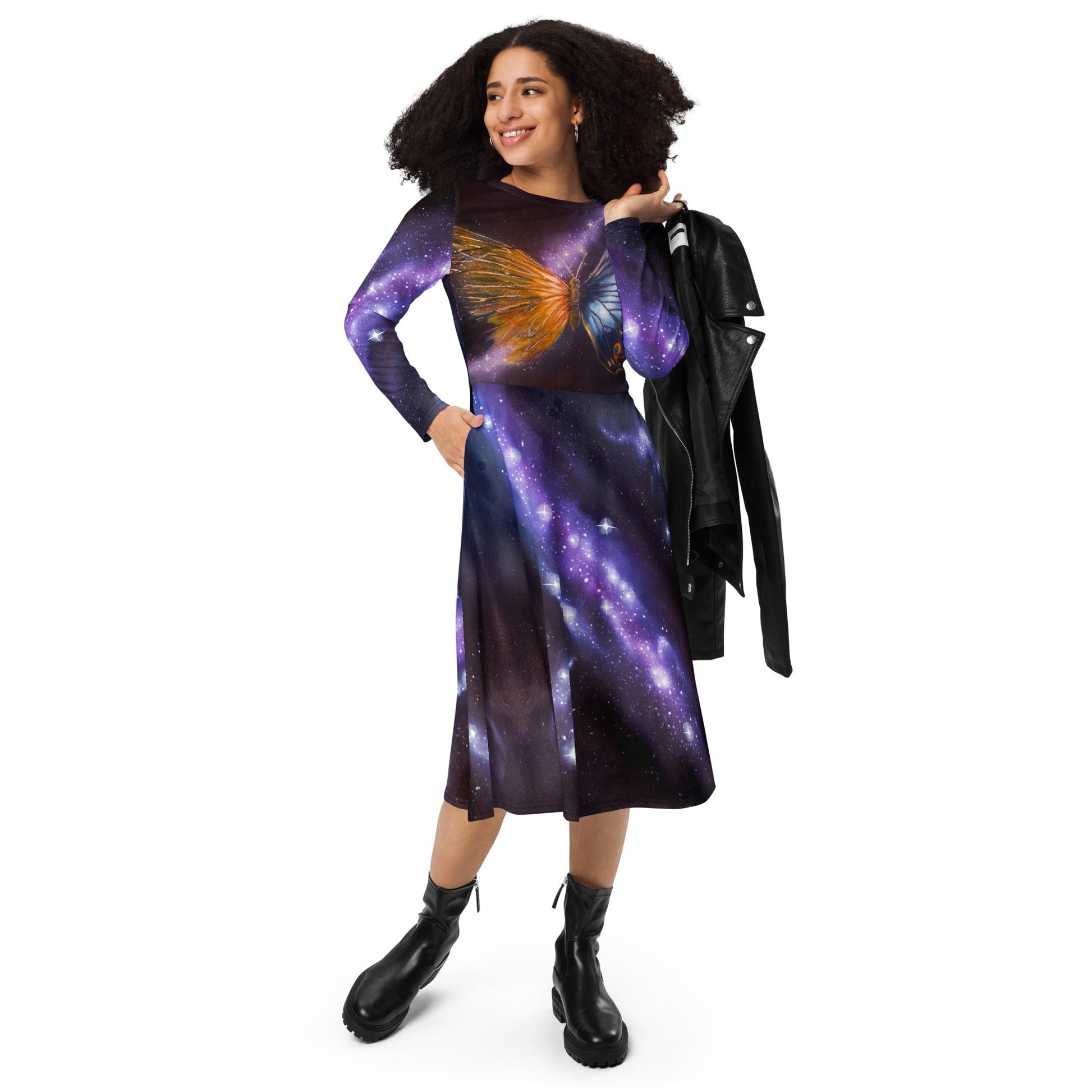 Midi dress with Pockets - Animarii Butterfly - Rebecca Papillon