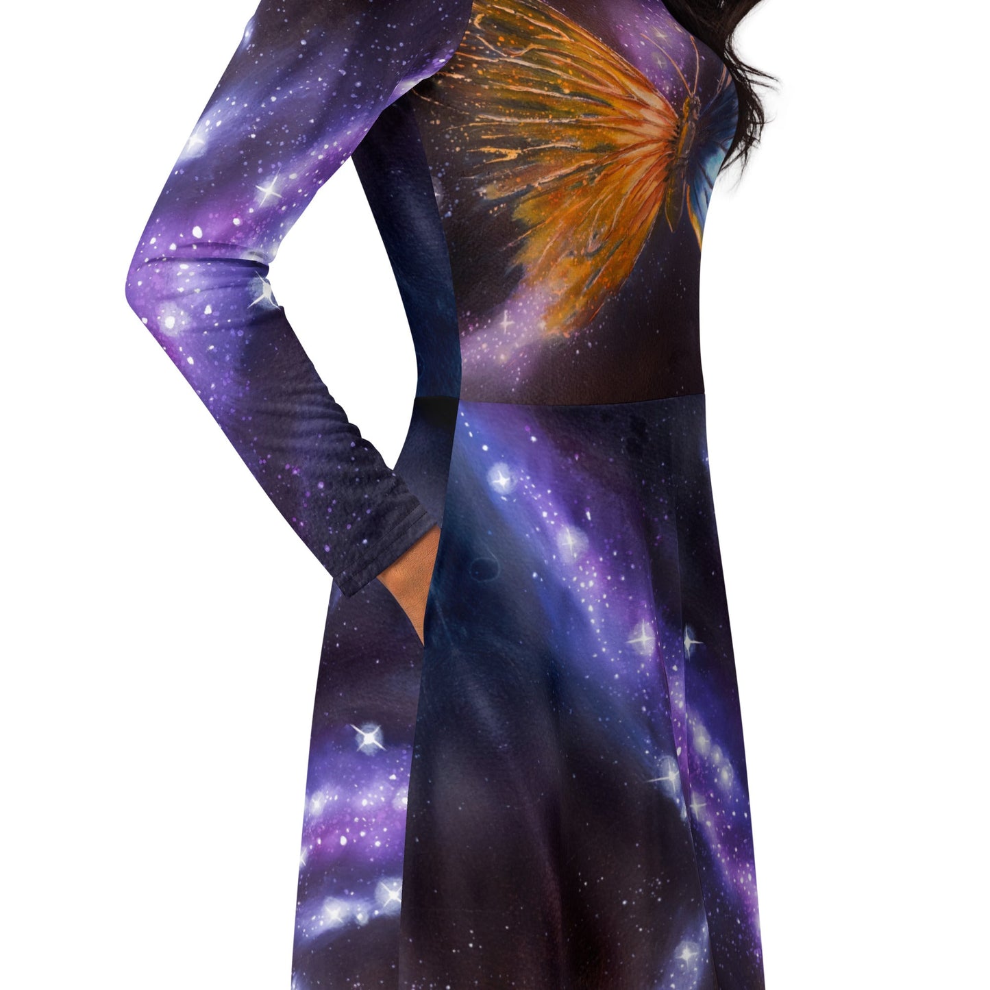 Midi dress with Pockets - Animarii Butterfly - Rebecca Papillon