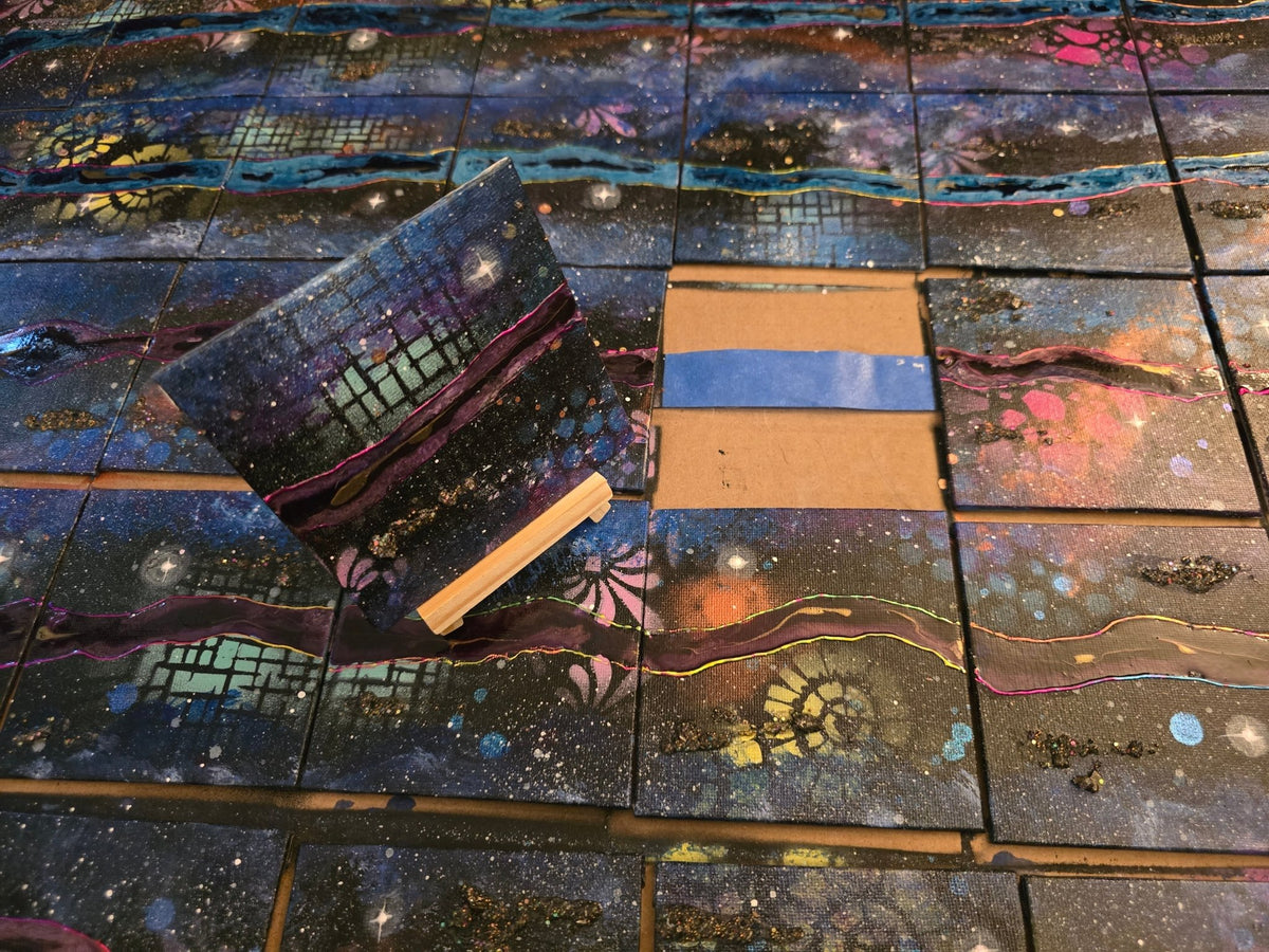 The Wormhole Project: Numbered Miniature Original Canvas, 4x4" & Mini Easel - Rebecca Papillon