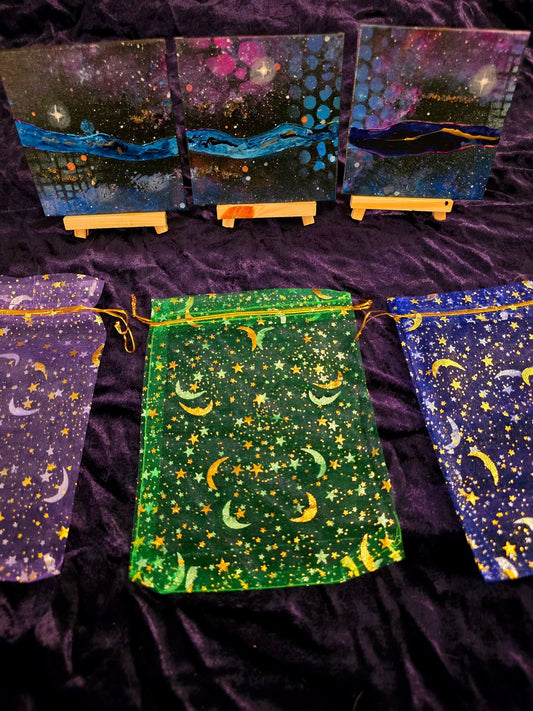 The Wormhole Project: Numbered Miniature Original Canvas, 4x4" & Mini Easel - Rebecca Papillon